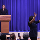 First lady Michelle Obama acknowledges actress Taraji P. Henson (standing, right) at a screening at the White House on Dec. 15, 2016, of Hidden Figures.
Veronica Graves/The Root